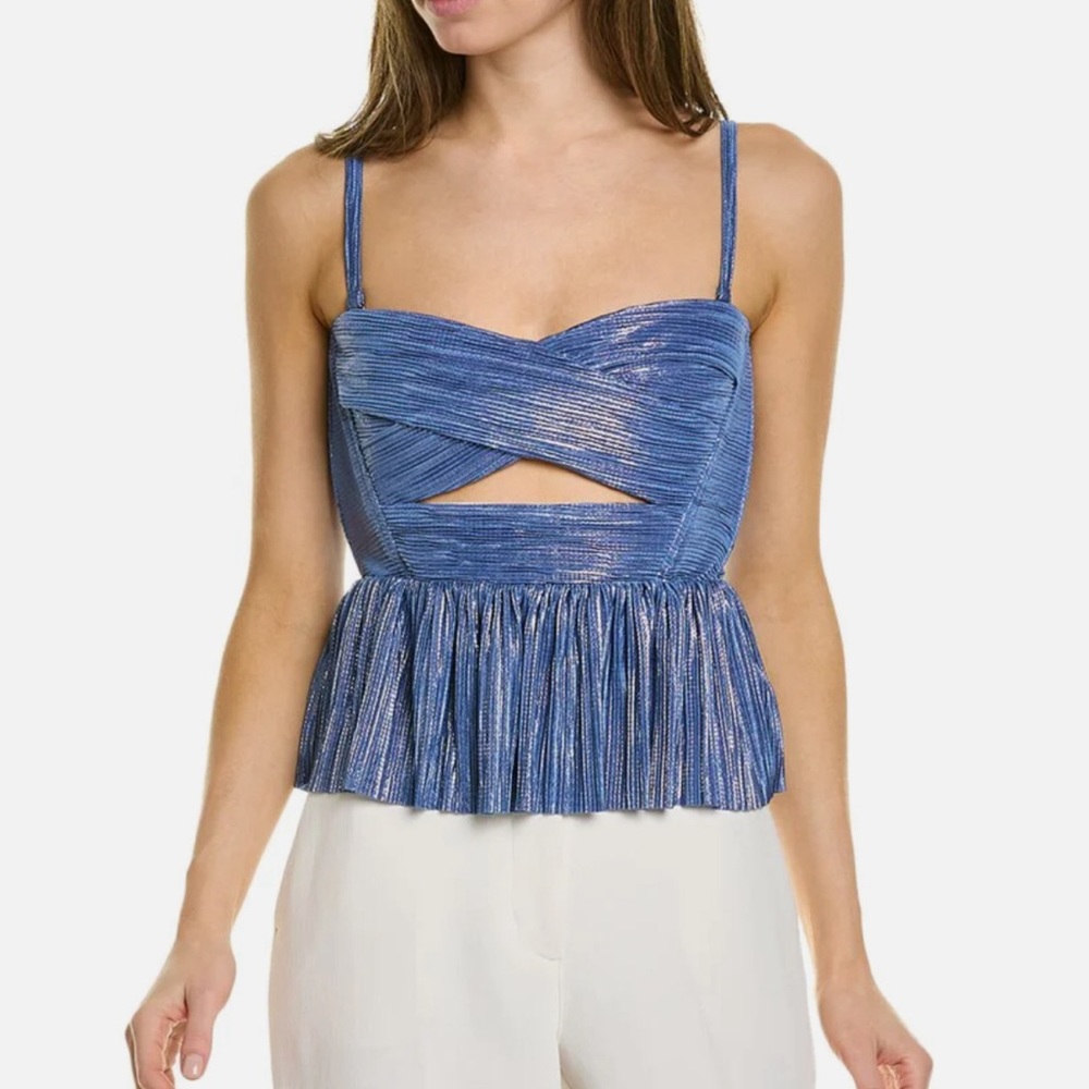 Sabina Musayev Blue Pleated Camisole Top - Picture 9 of 12